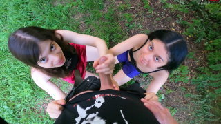 Hot & Risky Public Double Handjob - Dolls Cult & 18 Years 